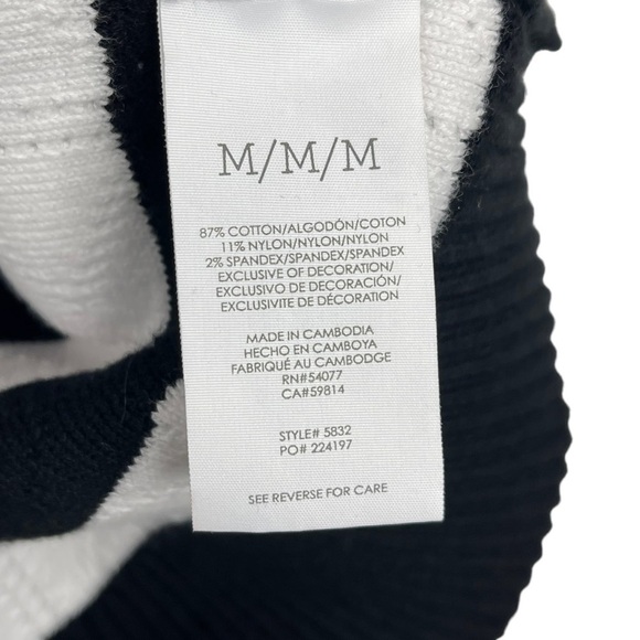 CABI 5832 RUNWAY PULLOVER STRIPED KNIT SHORT SLEEVE LACE UP BOW SWEATER - Picture 11 of 12